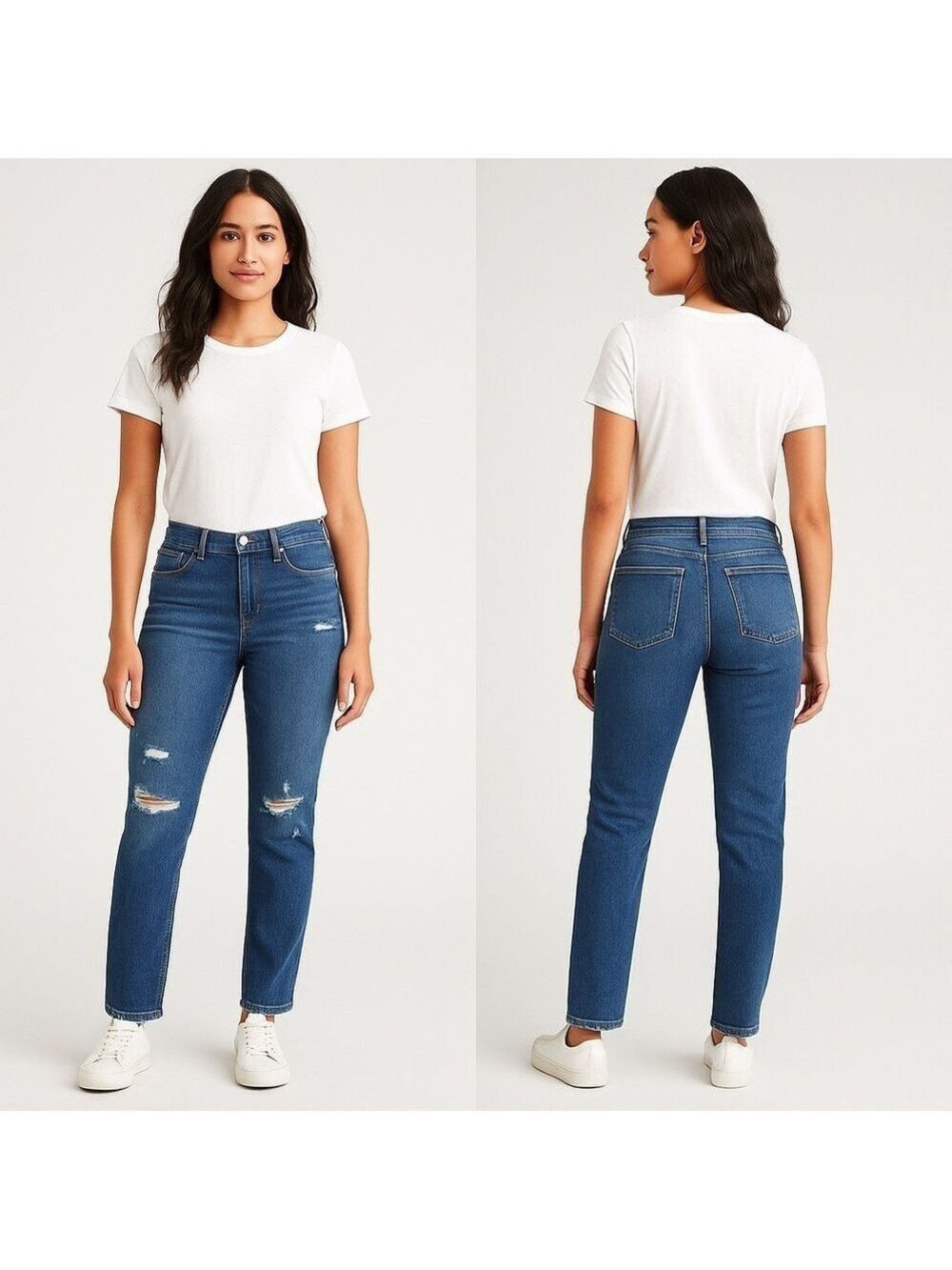 ✨ OLD NAVY 👖 Women’s Mid-Rise Distressed Power Slim Straight Jeans - Size 2 ✨